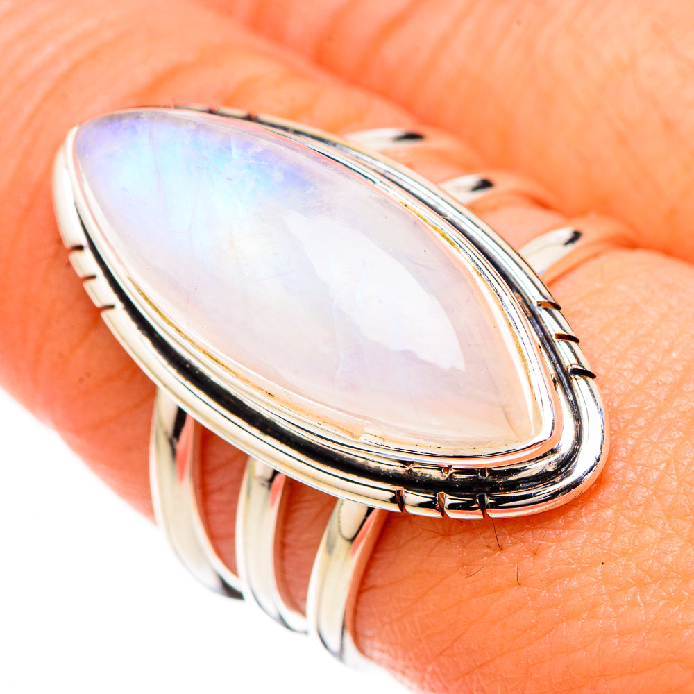 Rainbow Moonstone Rings handcrafted by Ana Silver Co - RING126786