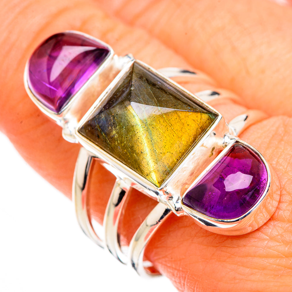 Labradorite, Amethyst Rings handcrafted by Ana Silver Co - RING126787