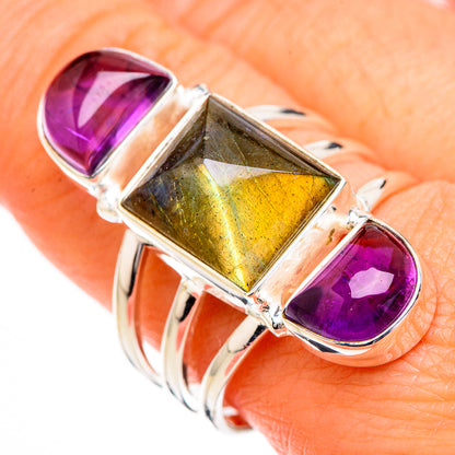Labradorite, Amethyst Rings handcrafted by Ana Silver Co - RING126787