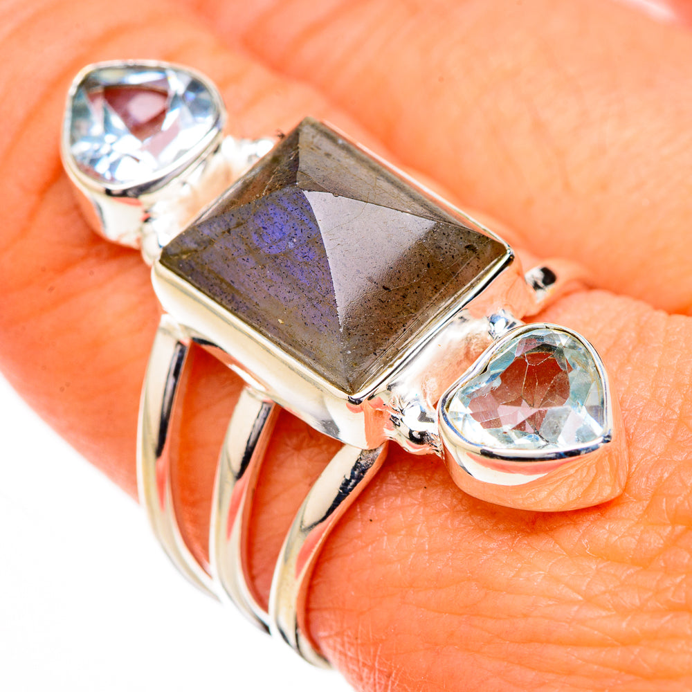 Labradorite, Blue Topaz Rings handcrafted by Ana Silver Co - RING126792
