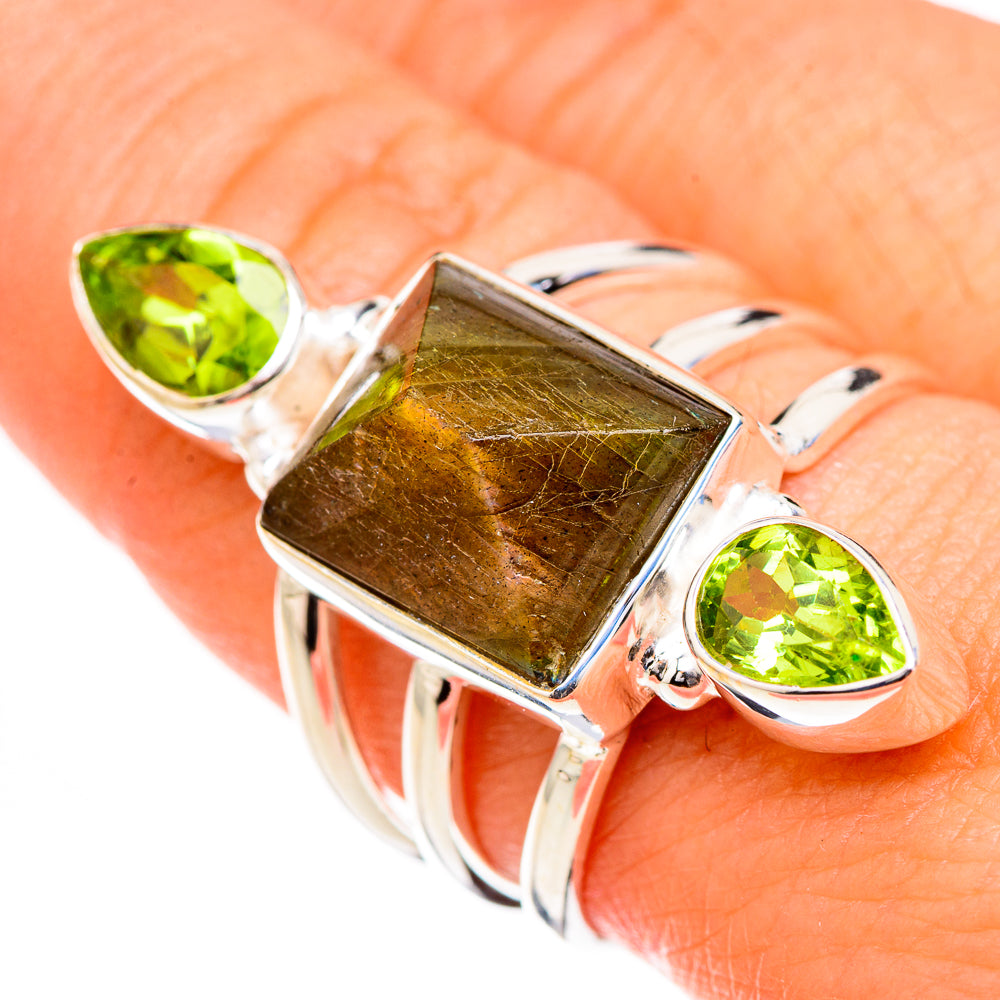 Labradorite, Peridot Rings handcrafted by Ana Silver Co - RING126801
