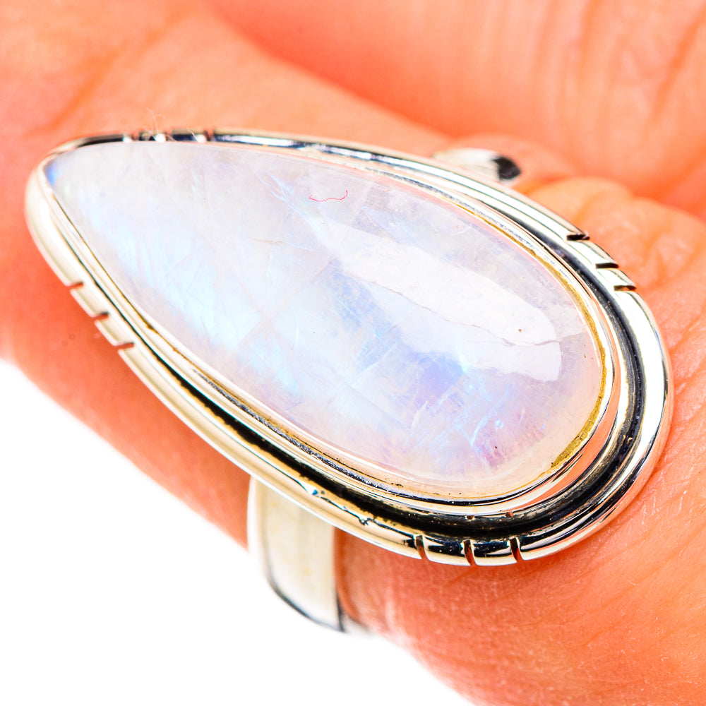Rainbow Moonstone Rings handcrafted by Ana Silver Co - RING126814