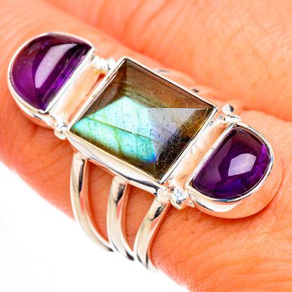 Labradorite, Amethyst Rings handcrafted by Ana Silver Co - RING126815