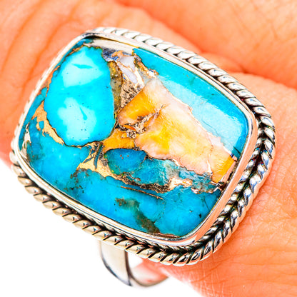 Blue Copper Composite Turquoise Rings handcrafted by Ana Silver Co - RING126817