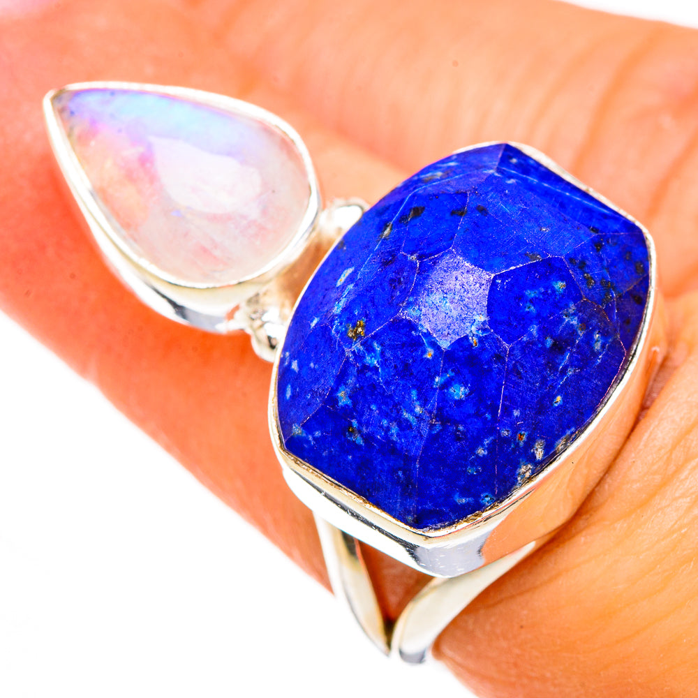 Lapis Lazuli, Rainbow Moonstone Rings handcrafted by Ana Silver Co - RING126822