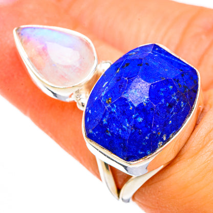 Lapis Lazuli, Rainbow Moonstone Rings handcrafted by Ana Silver Co - RING126822