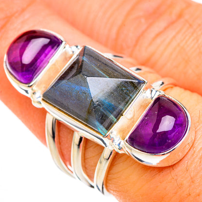 Labradorite, Amethyst Rings handcrafted by Ana Silver Co - RING126831