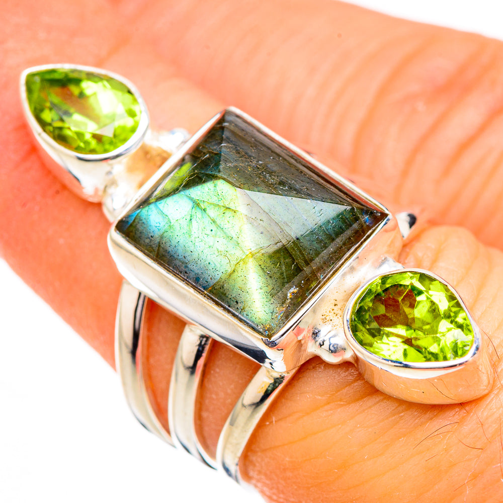 Labradorite, Peridot Rings handcrafted by Ana Silver Co - RING126842