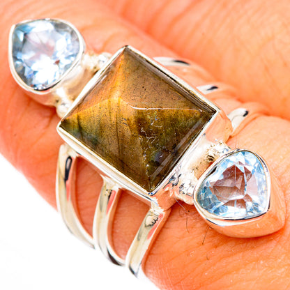 Labradorite, Blue Topaz Rings handcrafted by Ana Silver Co - RING126847