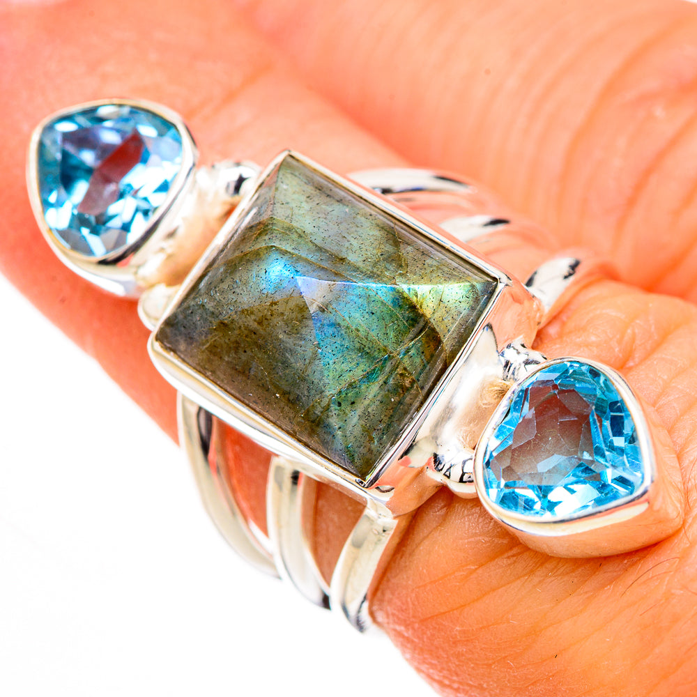 Labradorite, Blue Topaz Rings handcrafted by Ana Silver Co - RING126848