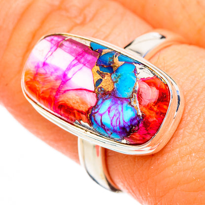 Kingman Pink Dahlia Turquoise Rings handcrafted by Ana Silver Co - RING126850