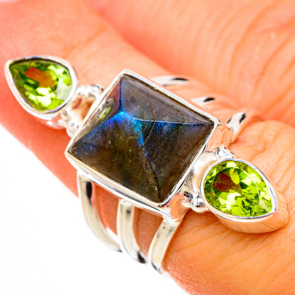 Labradorite, Peridot Rings handcrafted by Ana Silver Co - RING126864