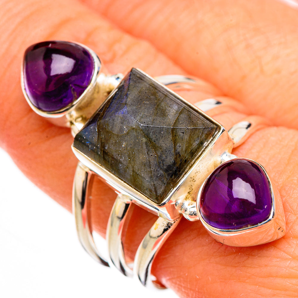 Labradorite, Amethyst Rings handcrafted by Ana Silver Co - RING126866