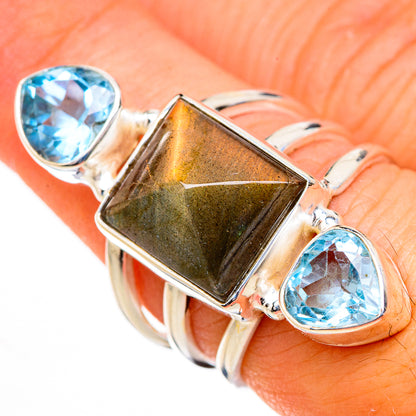 Labradorite, Blue Topaz Rings handcrafted by Ana Silver Co - RING126879
