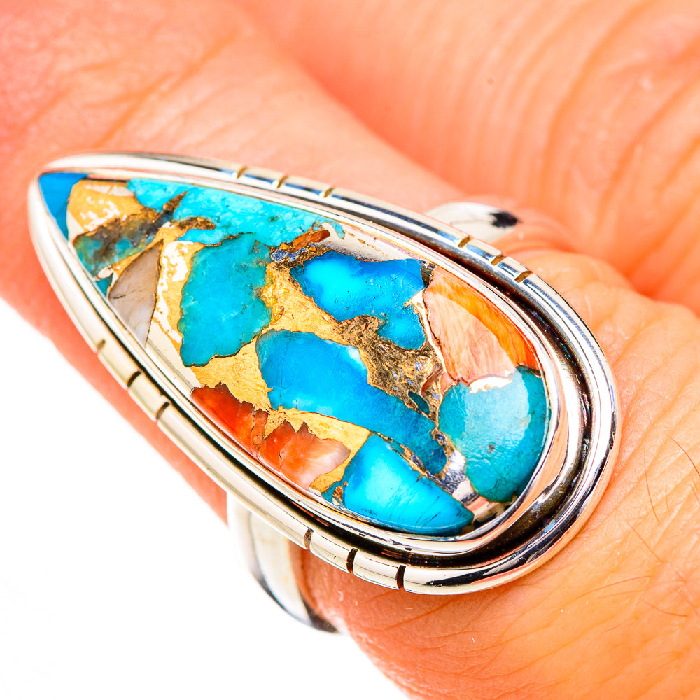 Spiny Oyster Turquoise Rings handcrafted by Ana Silver Co - RING126881