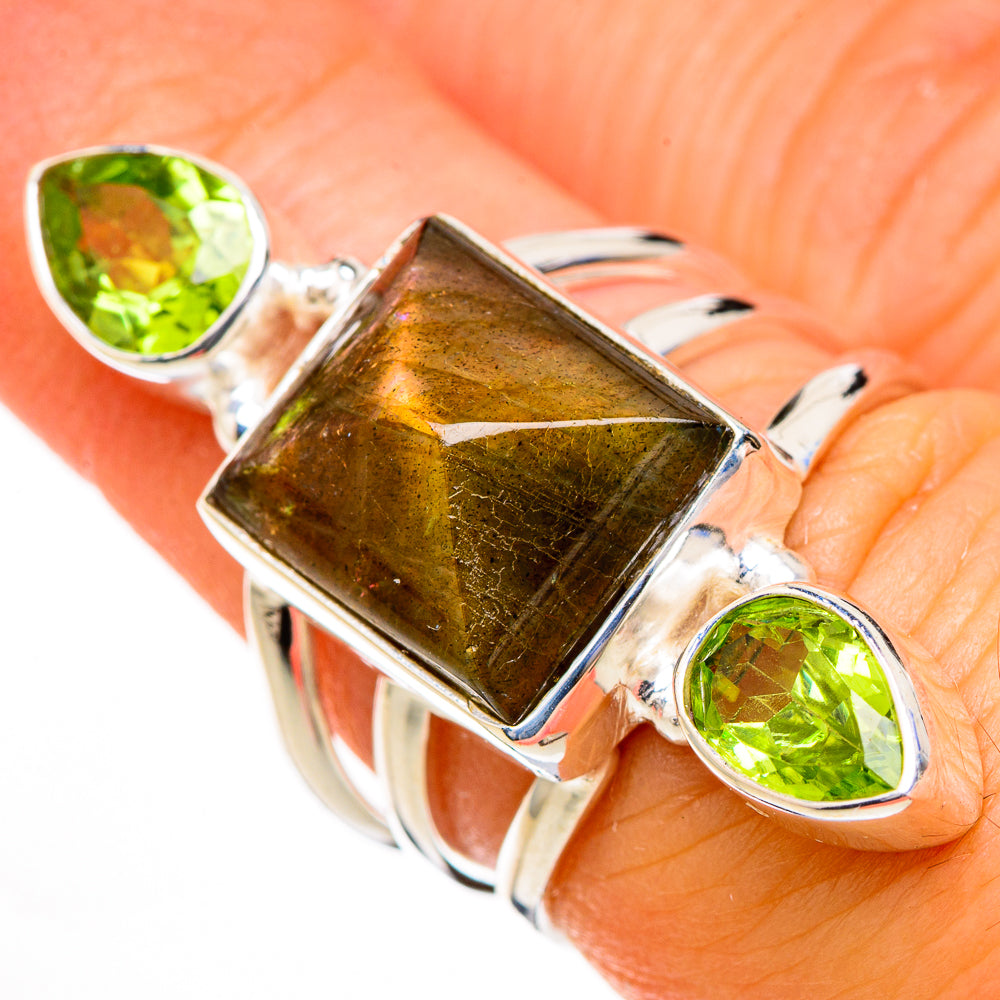 Labradorite, Peridot Rings handcrafted by Ana Silver Co - RING126882