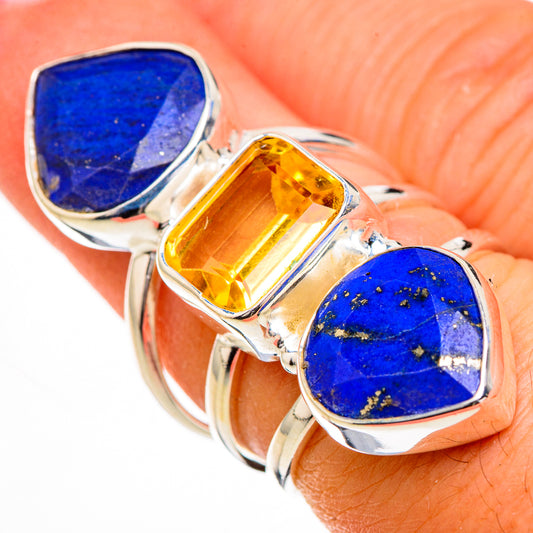 Lapis Lazuli, Citrine Rings handcrafted by Ana Silver Co - RING126887