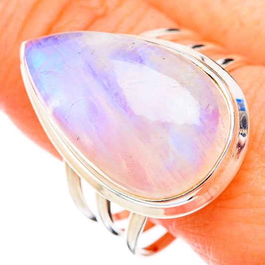 Rainbow Moonstone Rings handcrafted by Ana Silver Co - RING126900