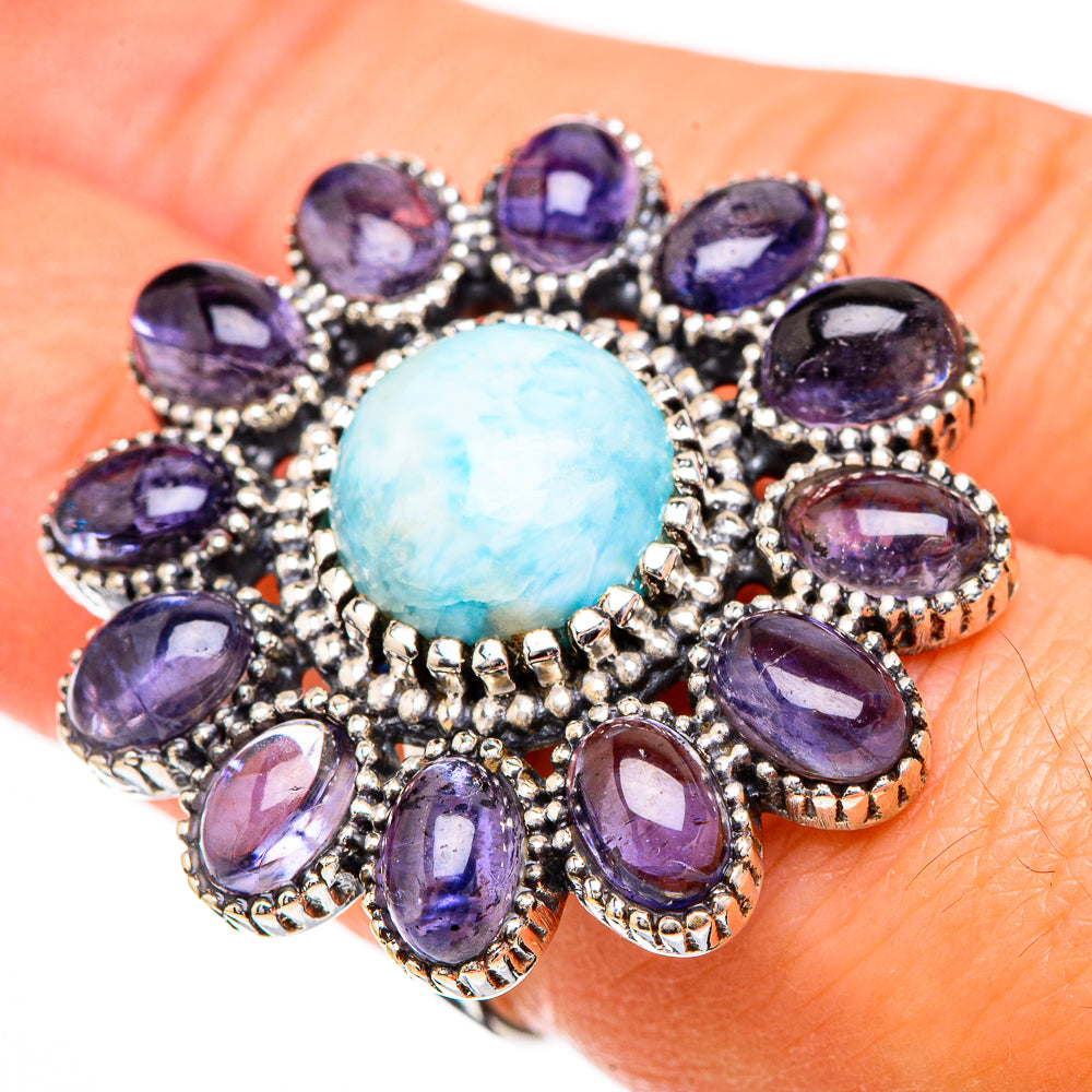 Larimar, Tanzanite Rings handcrafted by Ana Silver Co - RING126901