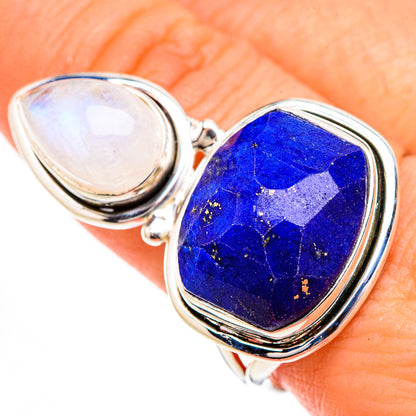 Lapis Lazuli, Rainbow Moonstone Rings handcrafted by Ana Silver Co - RING126912