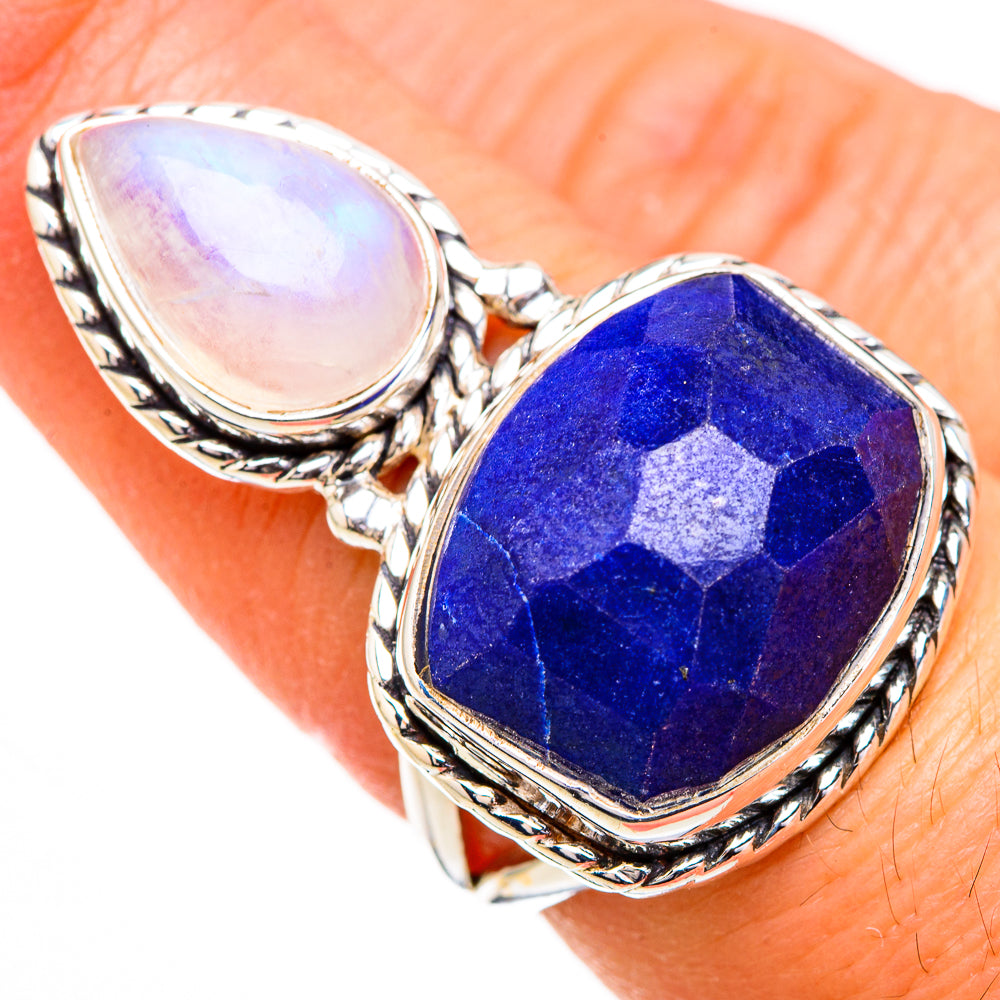 Lapis Lazuli, Rainbow Moonstone Rings handcrafted by Ana Silver Co - RING126914
