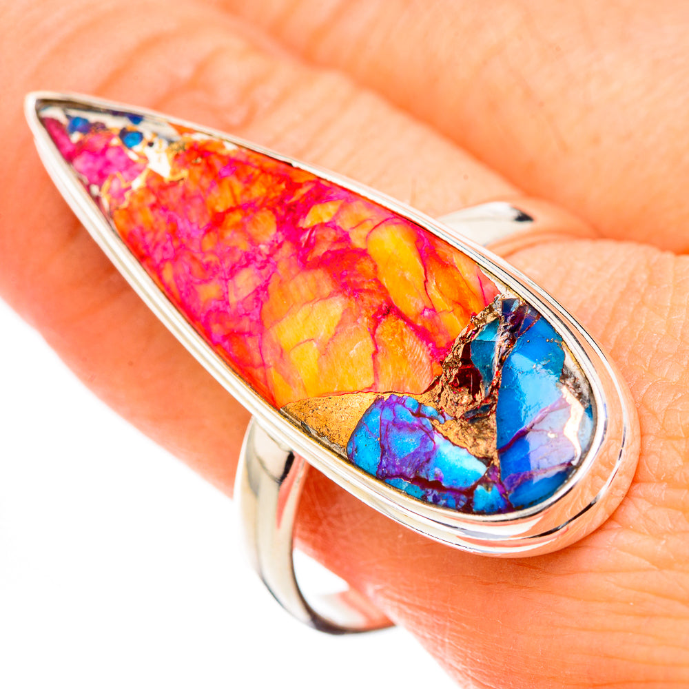 Kingman Pink Dahlia Turquoise Rings handcrafted by Ana Silver Co - RING126928