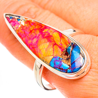 Kingman Pink Dahlia Turquoise Rings handcrafted by Ana Silver Co - RING126928