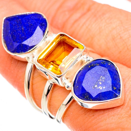 Lapis Lazuli, Citrine Rings handcrafted by Ana Silver Co - RING126934