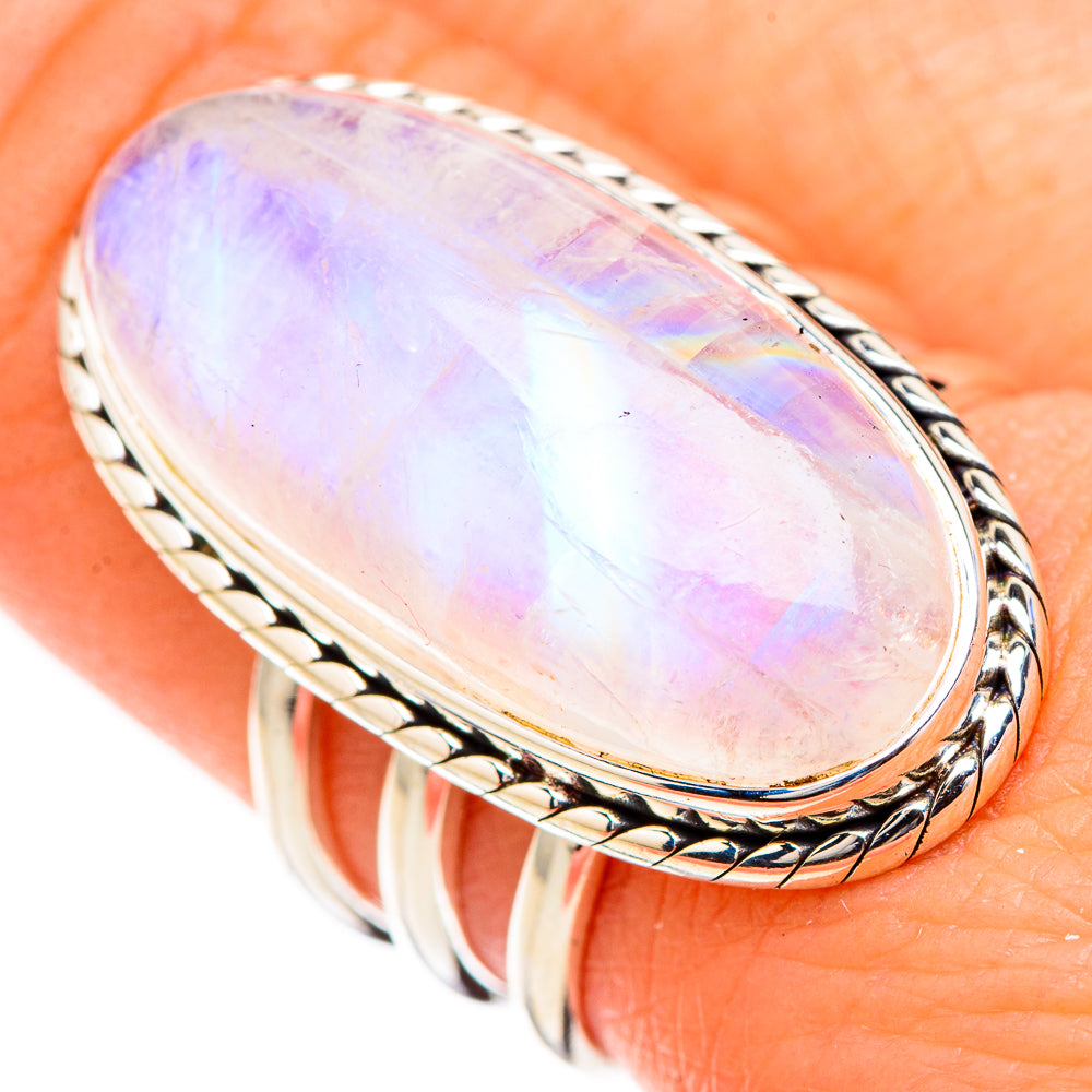 Rainbow Moonstone Rings handcrafted by Ana Silver Co - RING126946