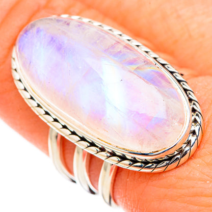 Rainbow Moonstone Rings handcrafted by Ana Silver Co - RING126946