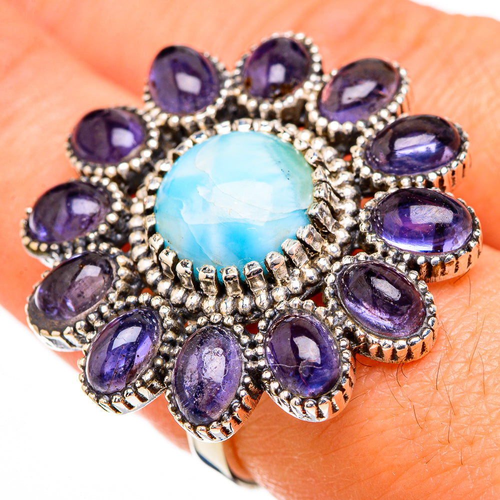 Larimar, Tanzanite Rings handcrafted by Ana Silver Co - RING126947