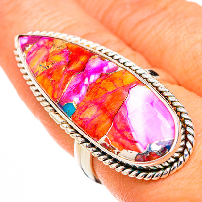 Kingman Pink Dahlia Turquoise Rings handcrafted by Ana Silver Co - RING126951