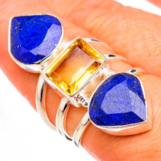 Lapis Lazuli, Citrine Rings handcrafted by Ana Silver Co - RING126956