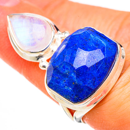 Lapis Lazuli, Rainbow Moonstone Rings handcrafted by Ana Silver Co - RING126958
