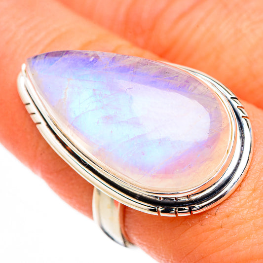 Rainbow Moonstone Rings handcrafted by Ana Silver Co - RING126966
