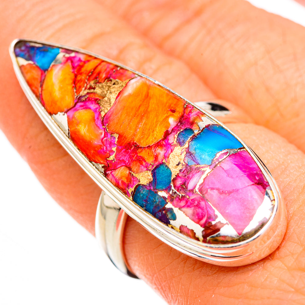 Kingman Pink Dahlia Turquoise Rings handcrafted by Ana Silver Co - RING126971
