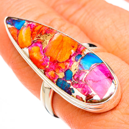 Kingman Pink Dahlia Turquoise Rings handcrafted by Ana Silver Co - RING126971