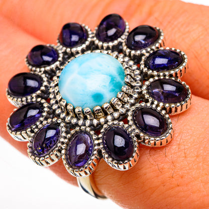 Larimar, Tanzanite Rings handcrafted by Ana Silver Co - RING126973