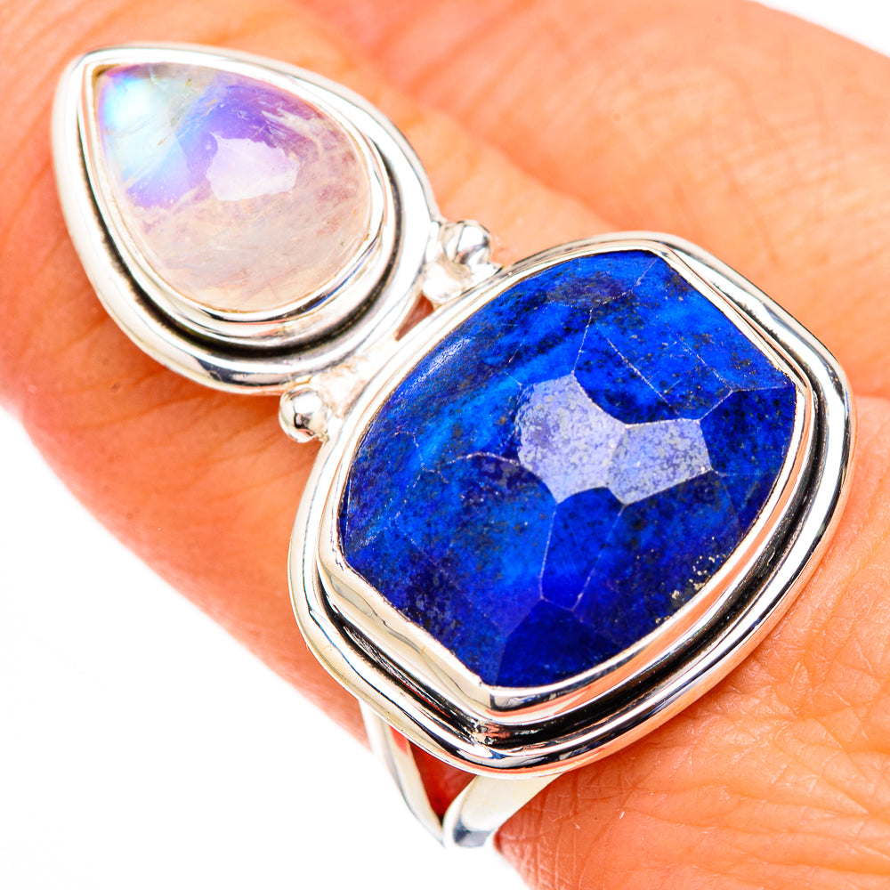 Lapis Lazuli, Rainbow Moonstone Rings handcrafted by Ana Silver Co - RING126978