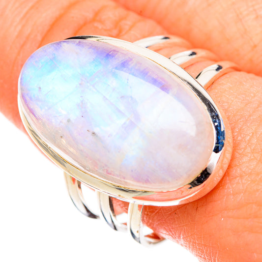 Rainbow Moonstone Rings handcrafted by Ana Silver Co - RING126989