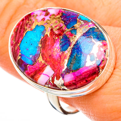 Kingman Pink Dahlia Turquoise Rings handcrafted by Ana Silver Co - RING126992