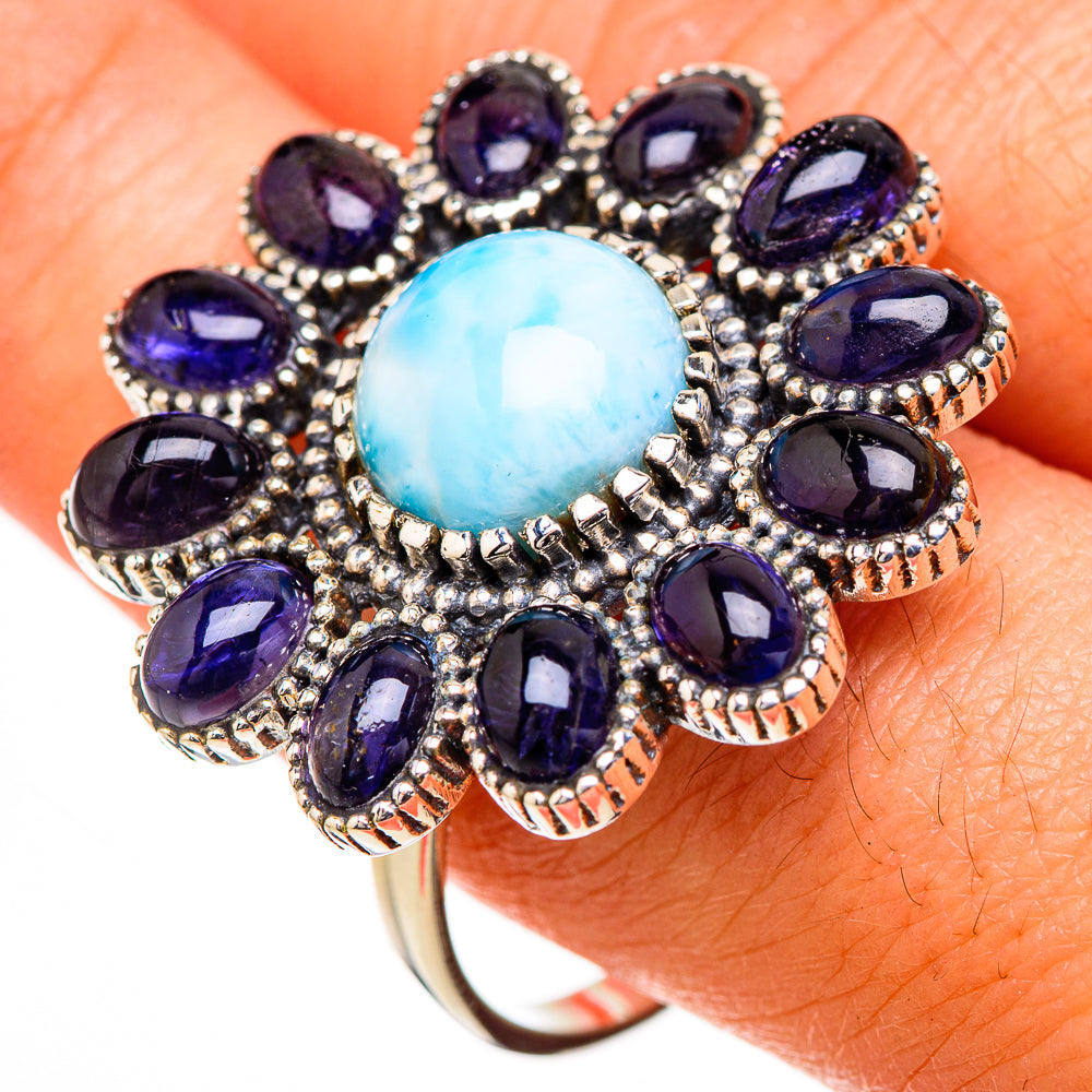 Larimar, Tanzanite Rings handcrafted by Ana Silver Co - RING126993