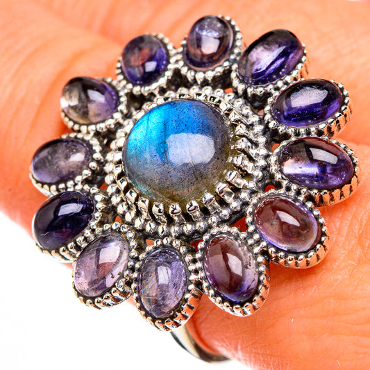 Labradorite, Tanzanite Rings handcrafted by Ana Silver Co - RING126995