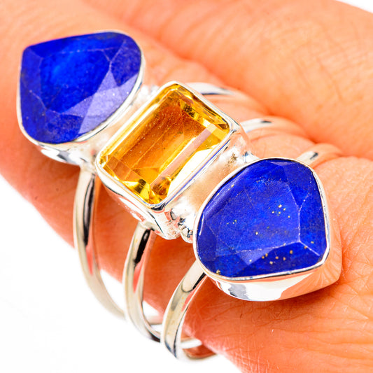 Lapis Lazuli, Citrine Rings handcrafted by Ana Silver Co - RING126996