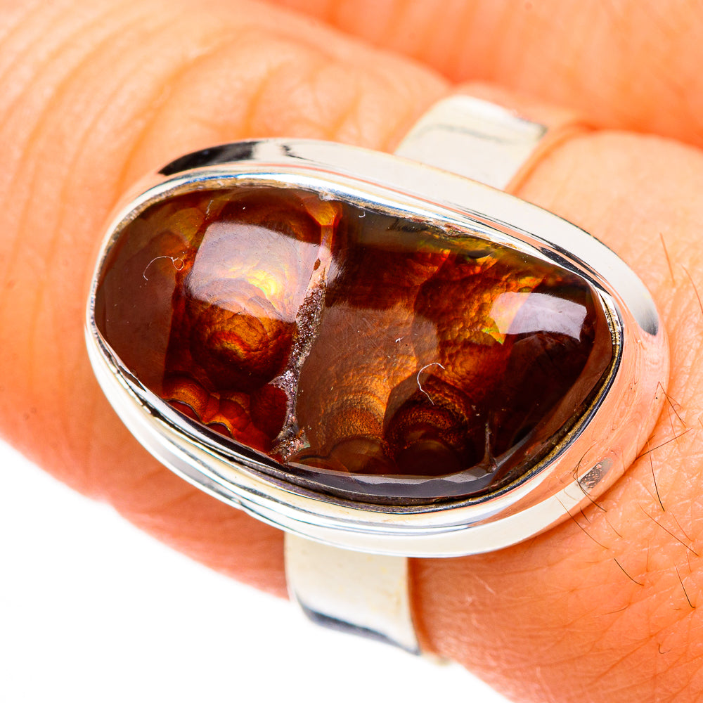 Mexican Fire Agate Rings handcrafted by Ana Silver Co - RING127005
