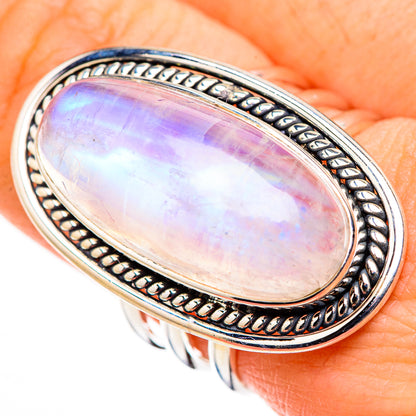 Rainbow Moonstone Rings handcrafted by Ana Silver Co - RING127012