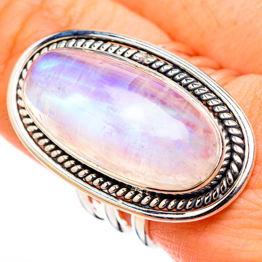 Rainbow Moonstone Rings handcrafted by Ana Silver Co - RING127012