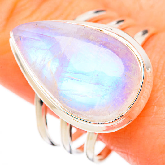 Rainbow Moonstone Rings handcrafted by Ana Silver Co - RING127013