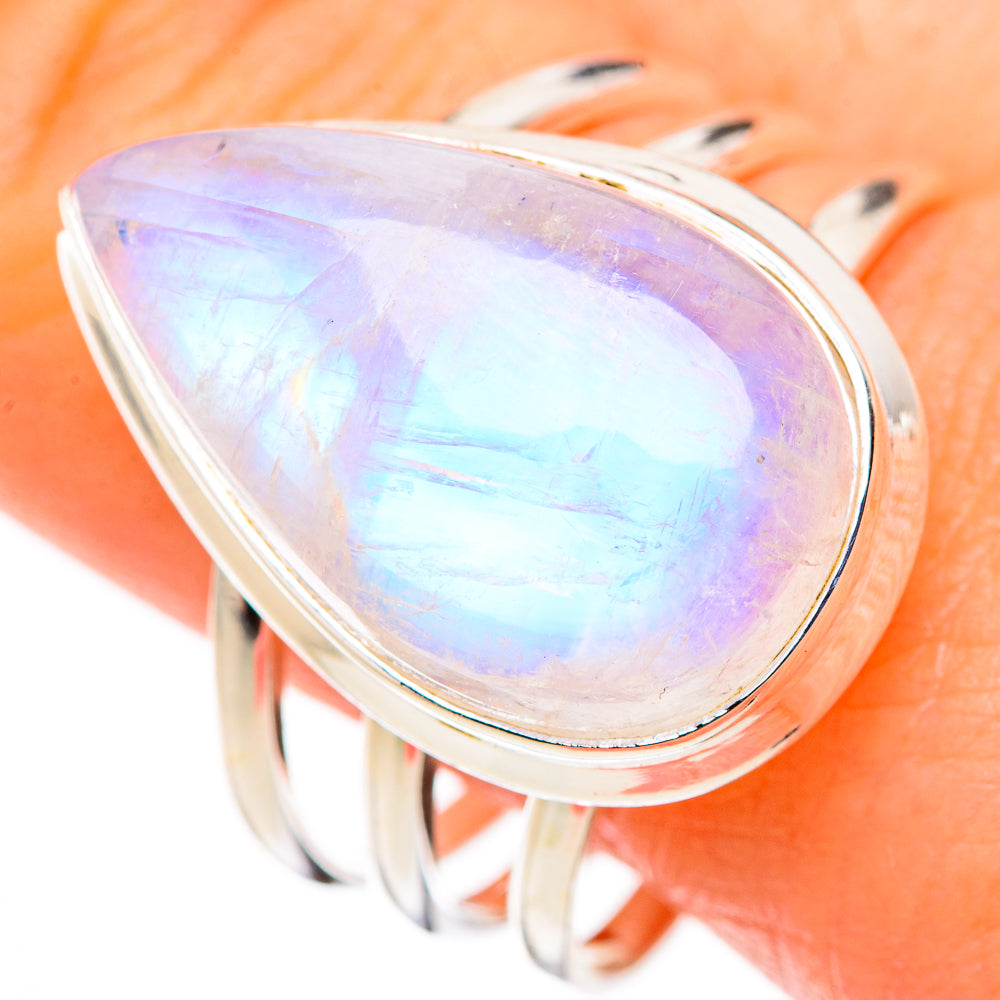 Rainbow Moonstone Rings handcrafted by Ana Silver Co - RING127013