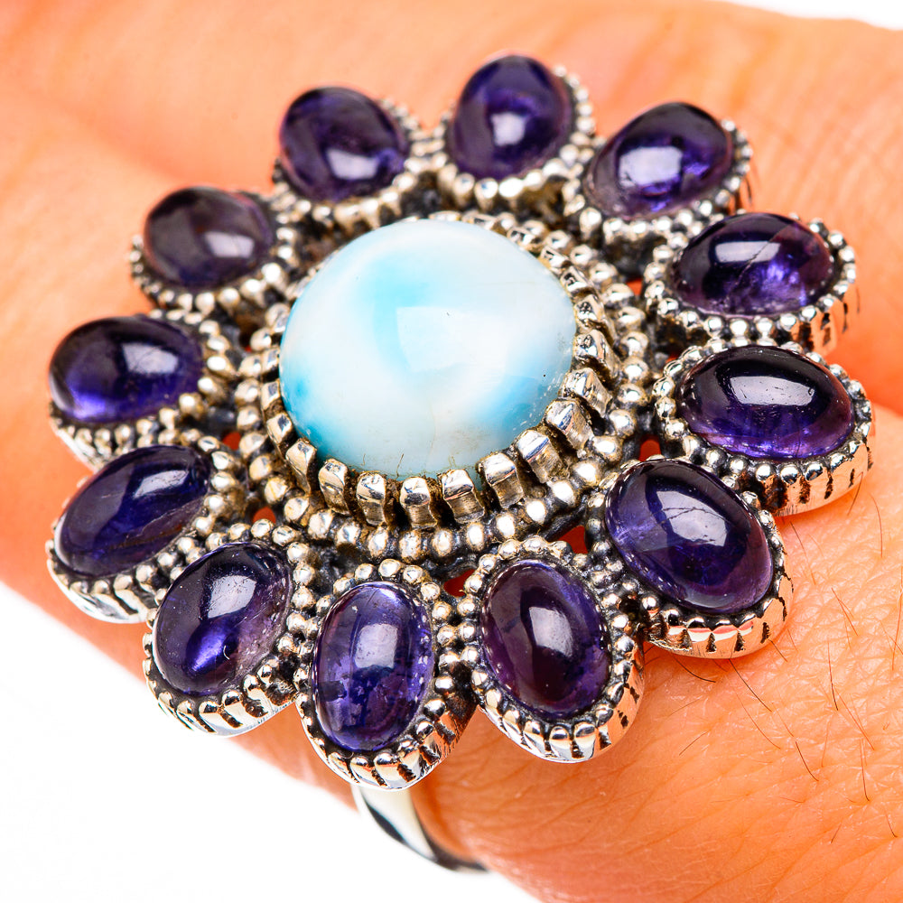 Larimar, Tanzanite Rings handcrafted by Ana Silver Co - RING127014
